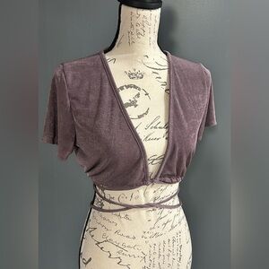 b. Sydney Mauve Wrap Tie Crop Top Size L Trendy Going Out Top